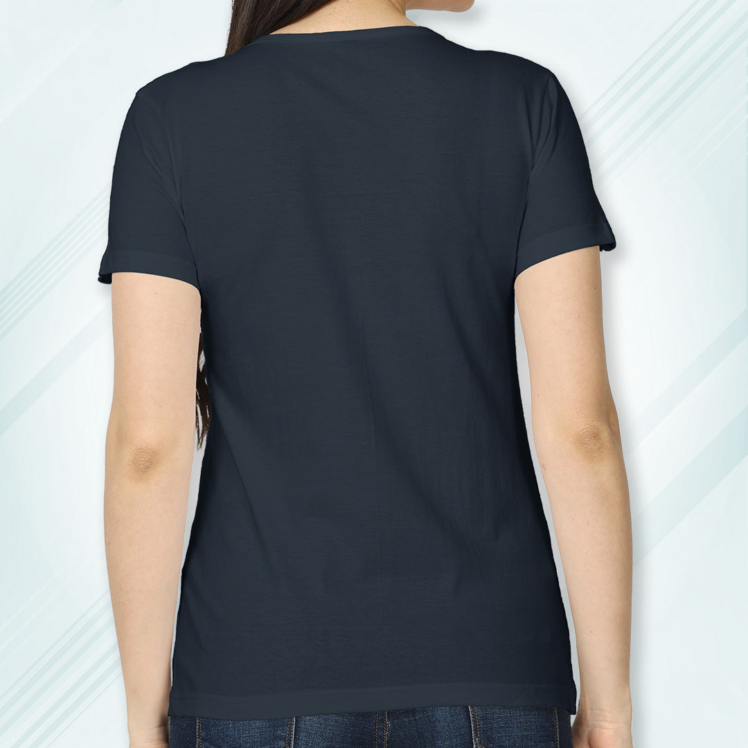 Navy Round Neck Classic Solid T-shirt | Women