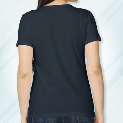 Navy Round Neck Classic Solid T-shirt | Women