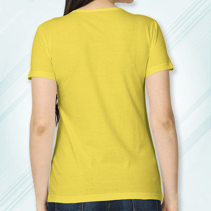 New Yellow Round Neck Classic Solid T-shirt | Women