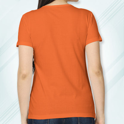 Orange Round Neck Classic Solid T-shirt | Women