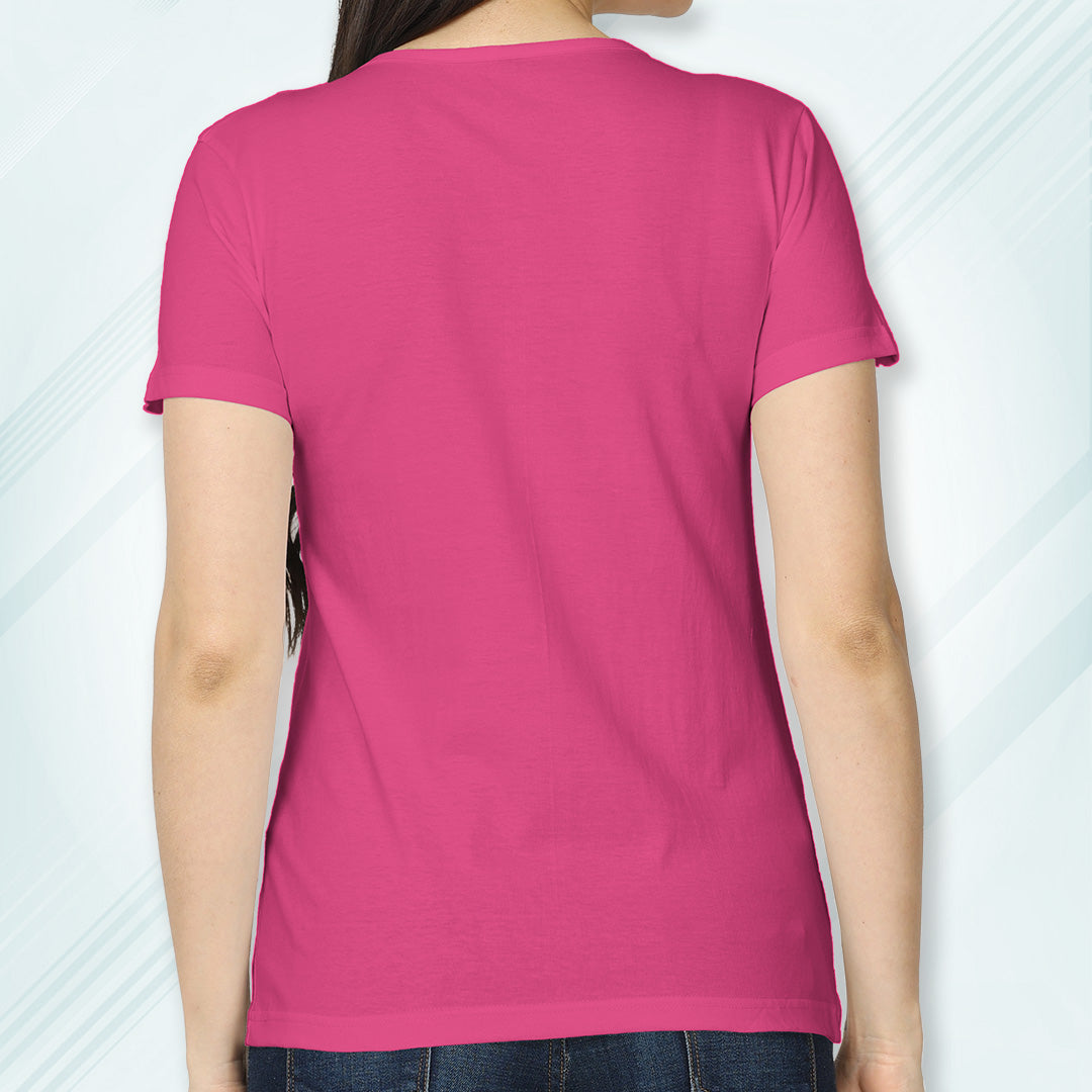 Pink Round Neck Classic Solid T-shirt | Women