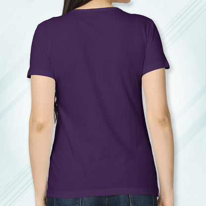 Purple Round Neck Classic Solid T-shirt | Women