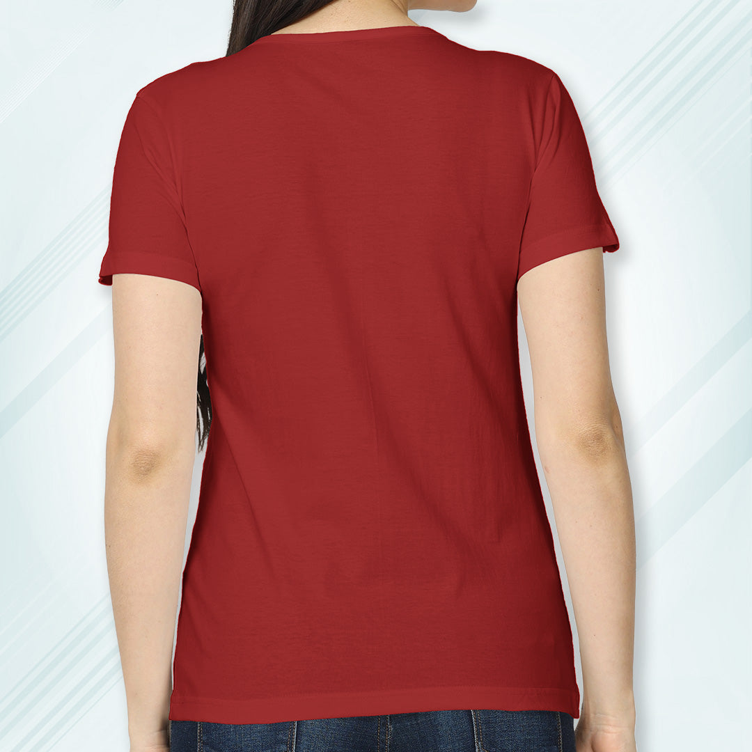 Red Round Neck Classic Solid T-shirt | Women