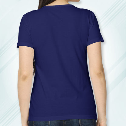 Royal Blue Round Neck Classic Solid T-shirt | Women