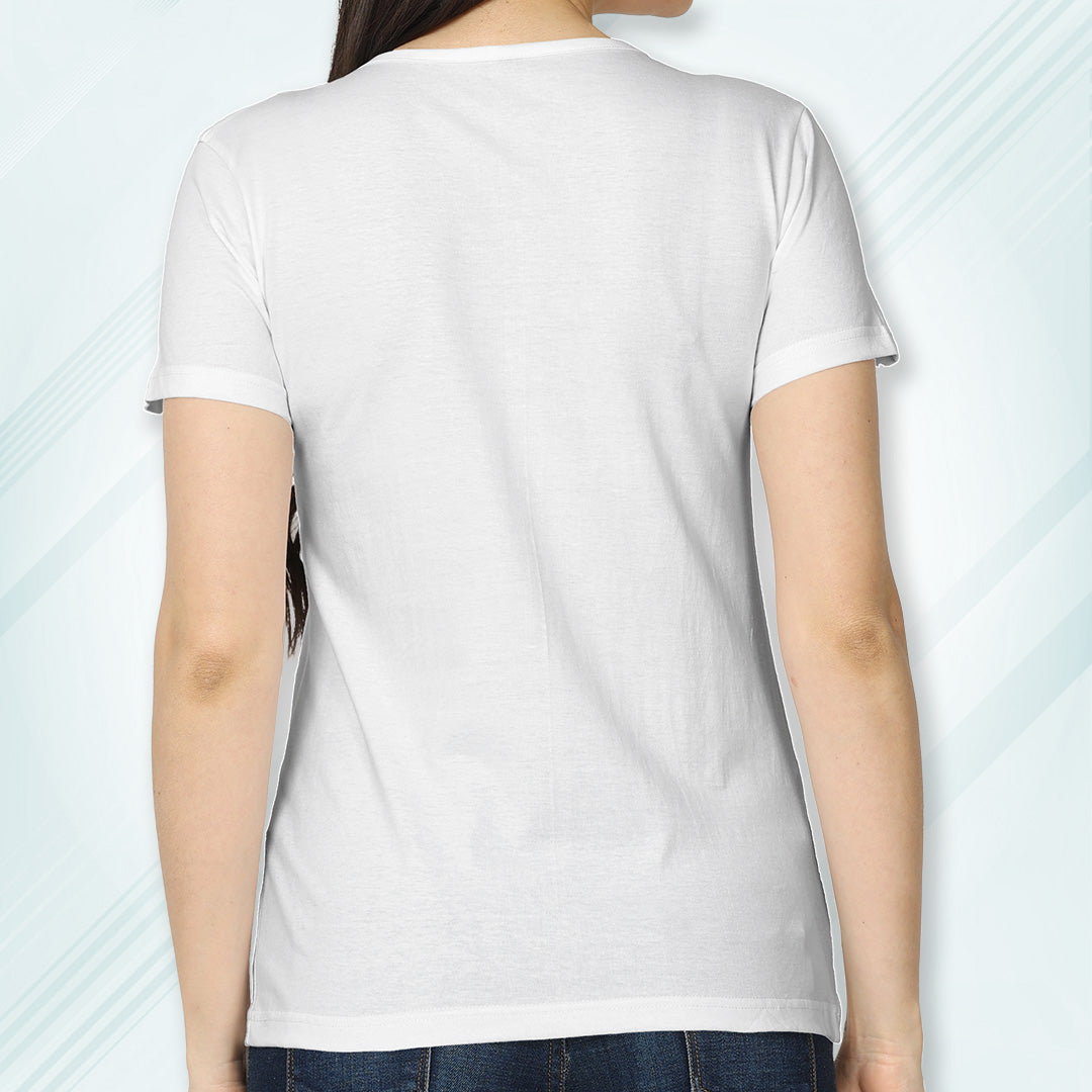 White Round Neck Classic Solid T-shirt | Women