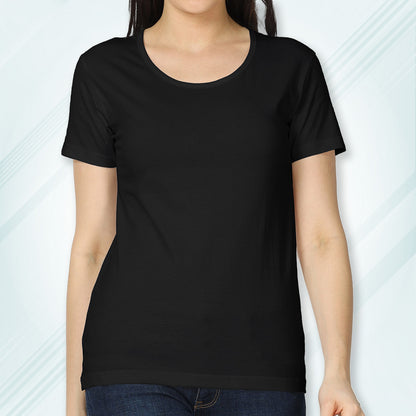 Black Round Neck Classic Solid T-shirt | Women