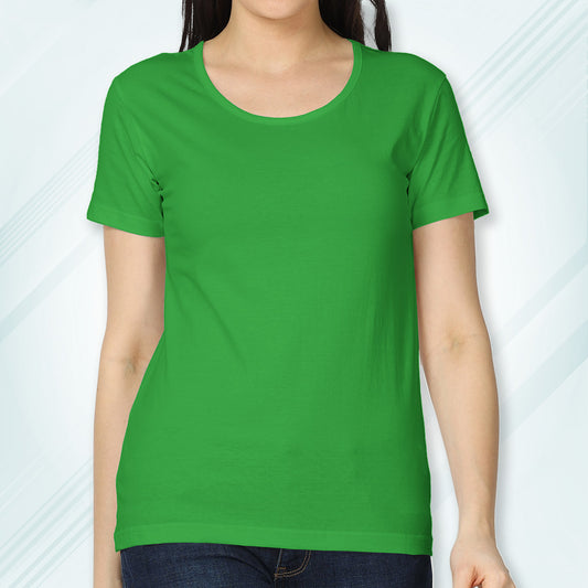 Flag Green Round Neck Classic Solid T-shirt | Women
