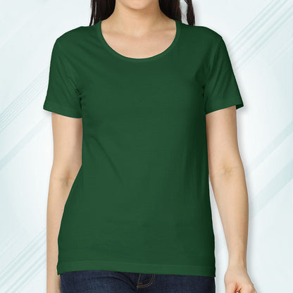 Green Round Neck Classic Solid T-shirt | Women