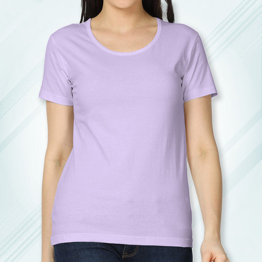 Lavender Round Neck Classic Solid T-shirt | Women