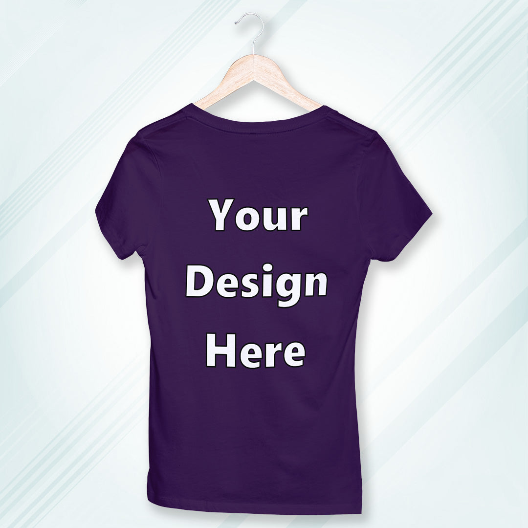 Purple Round Neck Classic Customized T-Shirt Front Design | Women