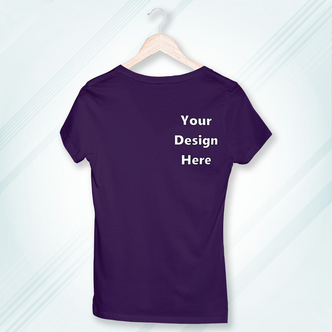 Purple Round Neck Classic Customized T-Shirt Front Pocket Design | Women