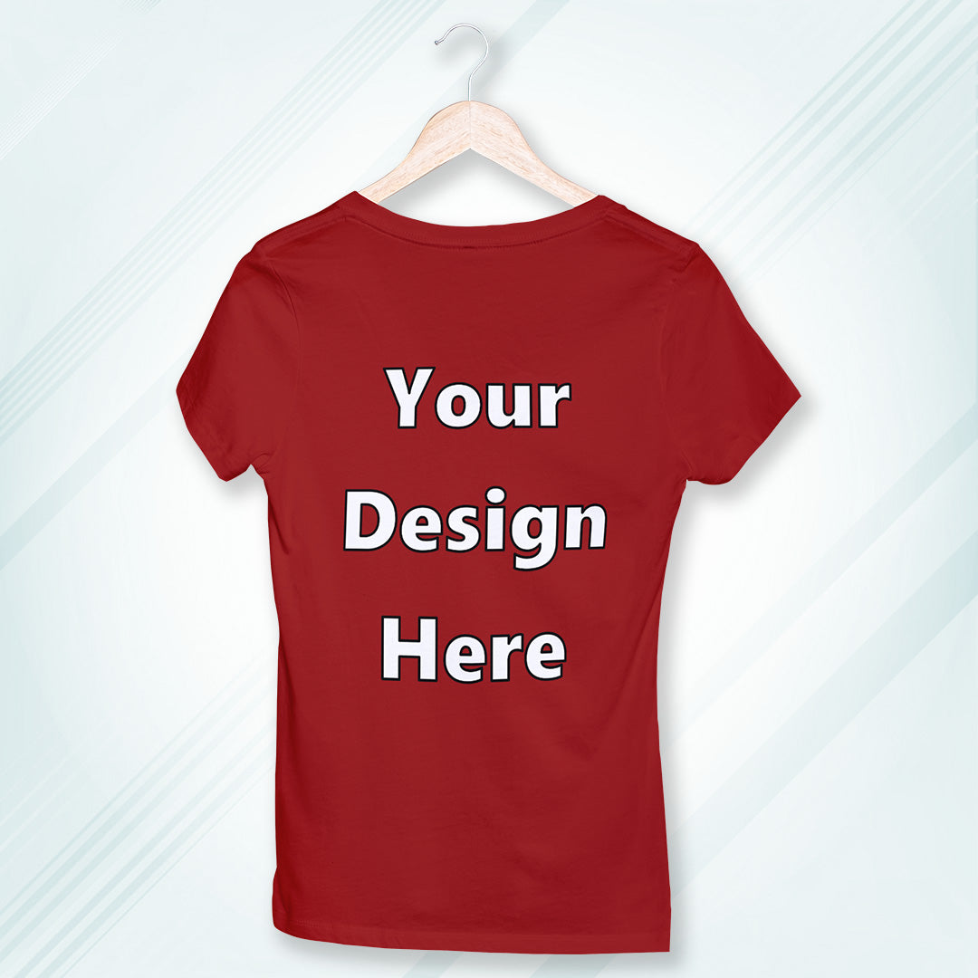 Red Round Neck Classic Customized T-Shirt Front Design | Women