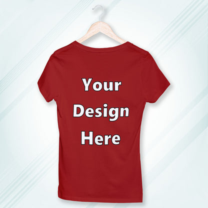Red Round Neck Classic Customized T-Shirt Front Design | Women