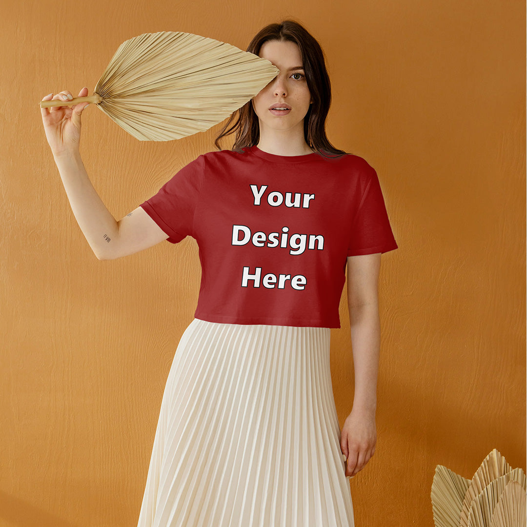 Red Customized Regular Fit Crop Top Front Design | Women
