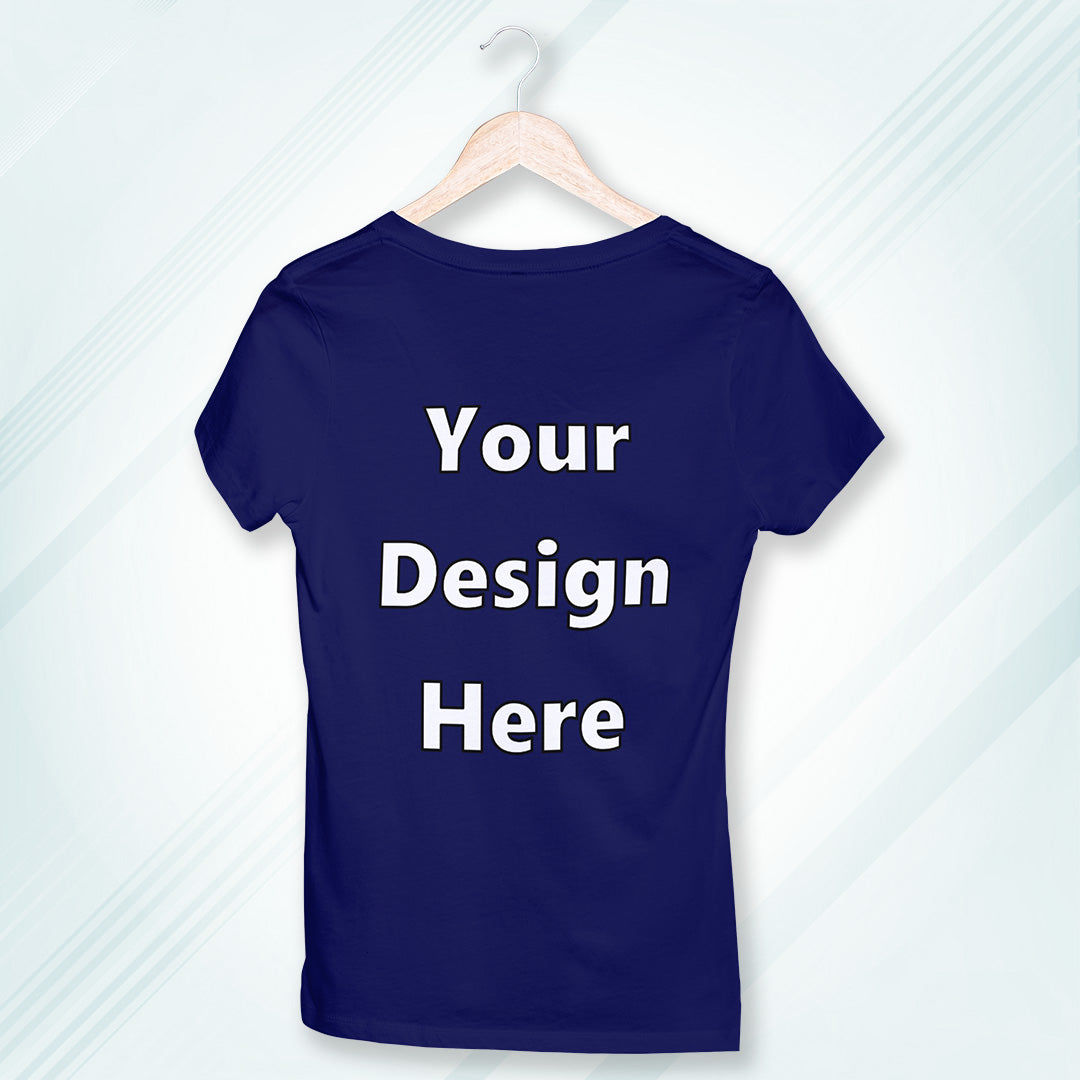 Royal Blue Round Neck Classic Customized T-Shirt Front Design | Women