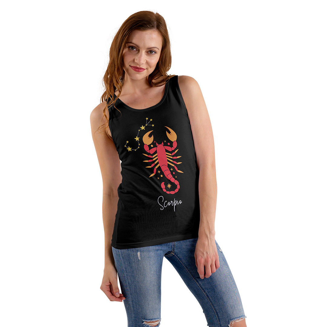 Black Regular Fit Tank Top Scorpio Horoscope | Women