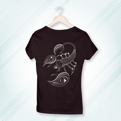Coffee Brown Round Neck Classic Printed Classic T-Shirt Scorpio Horoscope | Women