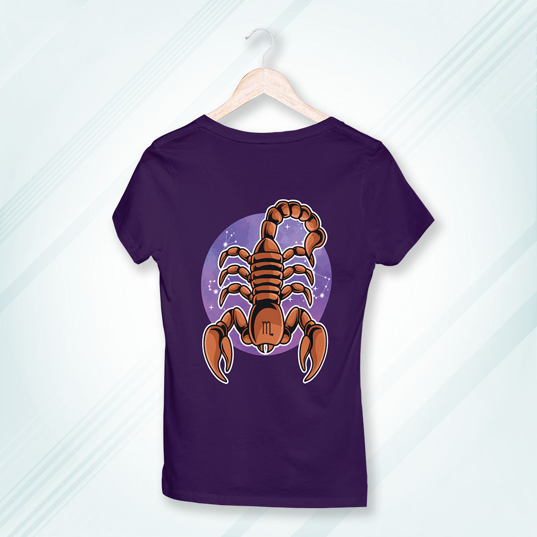 Purple Round Neck Classic Printed Classic T-Shirt Scorpio Horoscope | Women