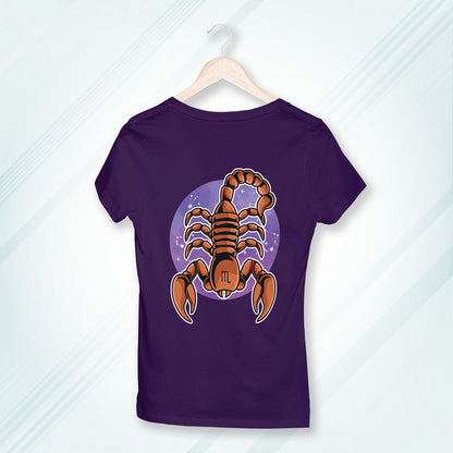 Purple Round Neck Classic Printed Classic T-Shirt Scorpio Horoscope | Women