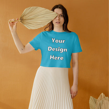 Sky Blue Customized Regular Fit Crop Top Front Design | Women