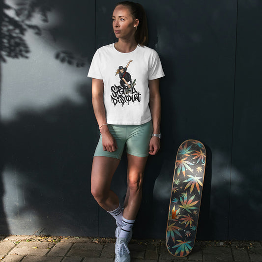 White Round Neck Classic Printed Classic T-Shirt Special Discount Skate | Women