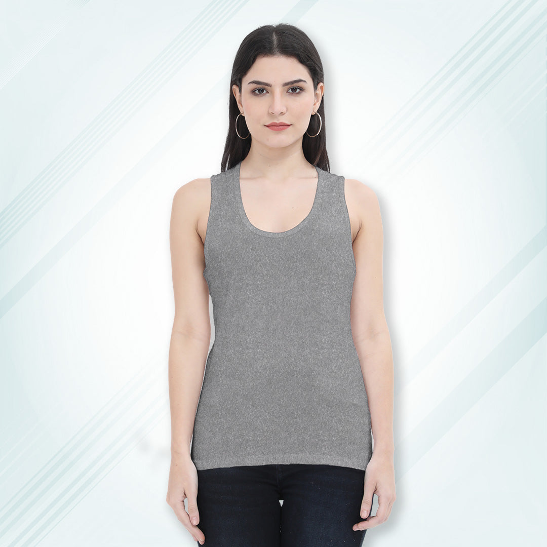 Charcoal Melange Regular Fit Tank Top | Women