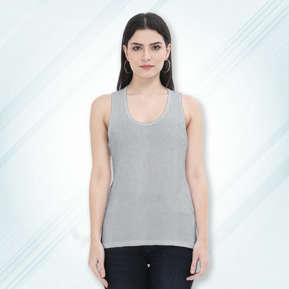 Grey Melange Regular Fit Tank Top | Women