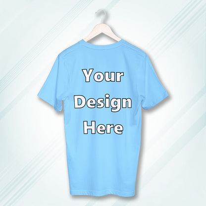 Baby Blue Round Neck Cotton Classic Crew T-shirt Front Customized Design | Unisex