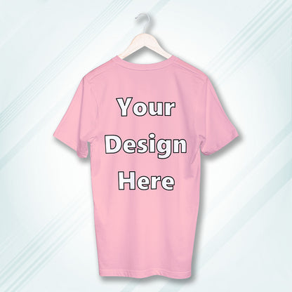 Light Pink Round Neck Cotton Classic Crew T-shirt Front Customized Design | Unisex