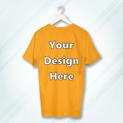 Golden Yellow Round Neck Cotton Classic Crew T-shirt Front Customized Design | Unisex