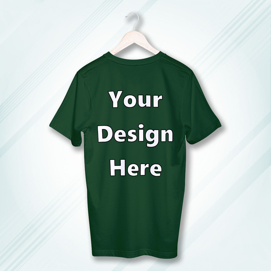 Green Round Neck Cotton Classic Crew T-shirt Front Customized Design | Unisex