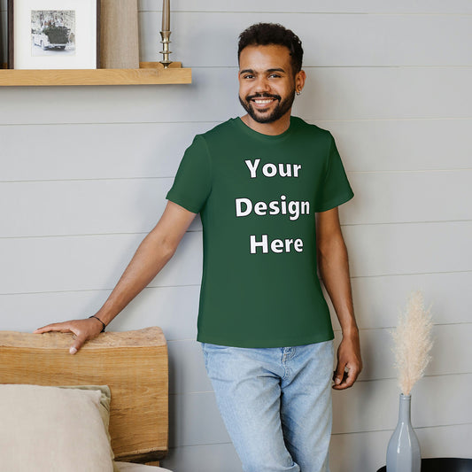 Green Round Neck Cotton Classic Crew T-shirt Front Customized Design | Unisex