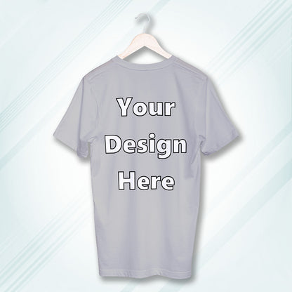 Grey Melange Round Neck Cotton Classic Crew T-shirt Front Customized Design | Unisex