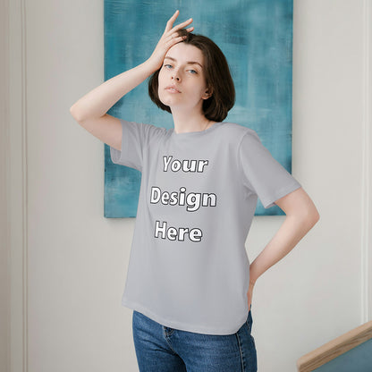 Grey Melange Round Neck Cotton Classic Crew T-shirt Front Customized Design | Unisex