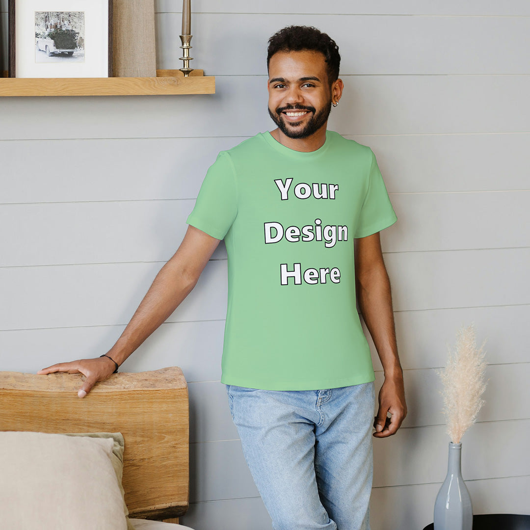 Jade Round Neck Cotton Classic Crew T-shirt Front Customized Design | Unisex