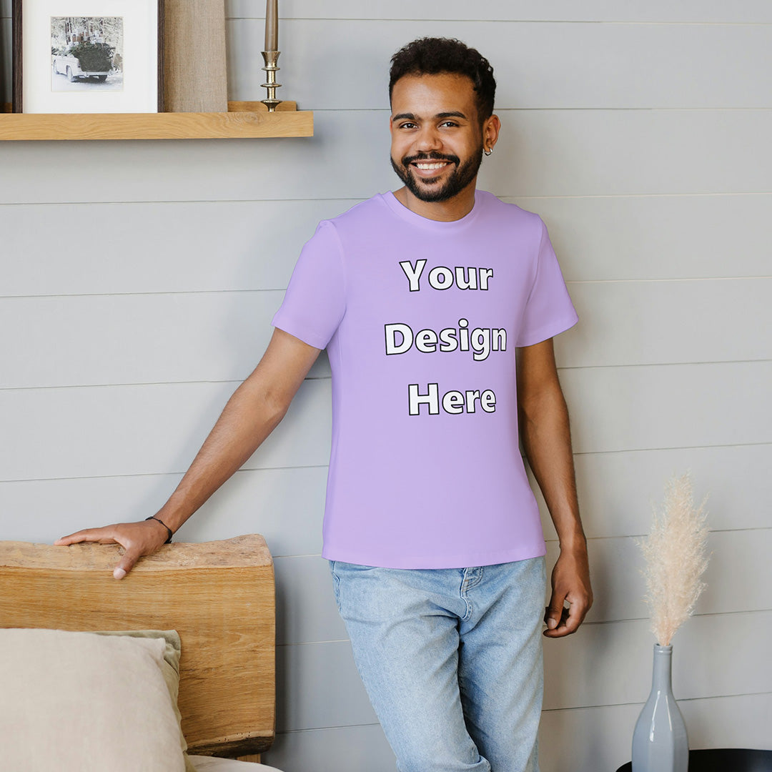 Lavender Round Neck Cotton Classic Crew T-shirt Front Customized Design | Unisex