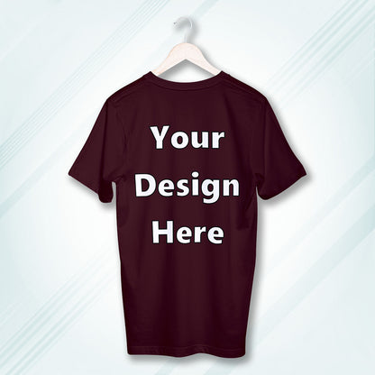 Maroon Round Neck Cotton Classic Crew T-shirt Front Customized Design | Unisex