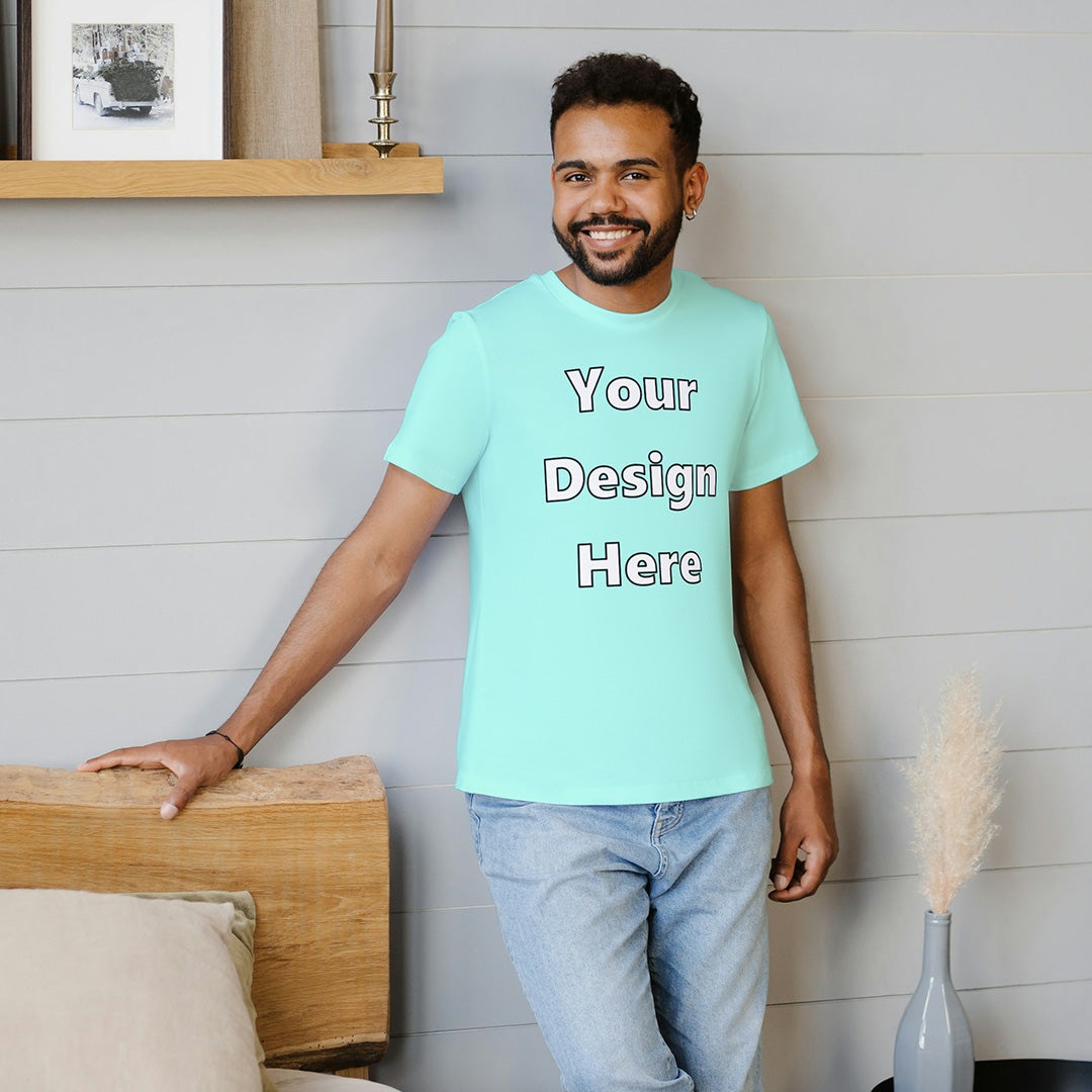 Mint Round Neck Cotton Classic Crew T-shirt Front Customized Design | Unisex