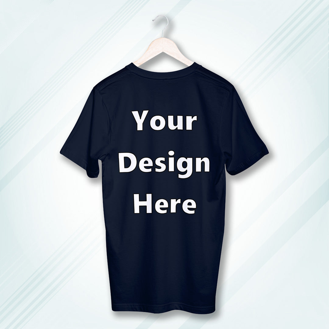 Navy Round Neck Cotton Classic Crew T-shirt Front Customized Design | Unisex