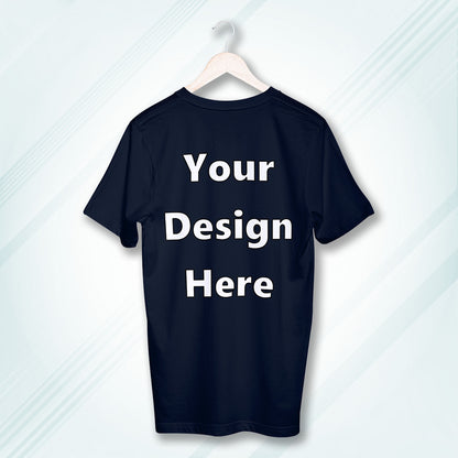 Navy Round Neck Cotton Classic Crew T-shirt Front Customized Design | Unisex