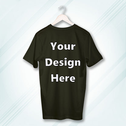 Olive Green Round Neck Cotton Classic Crew T-shirt Front Customized Design | Unisex