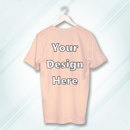 Peach Round Neck Cotton Classic Crew T-shirt Front Customized Design | Unisex