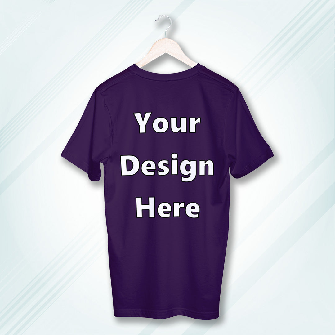 Purple Round Neck Cotton Classic Crew T-shirt Front Customized Design | Unisex