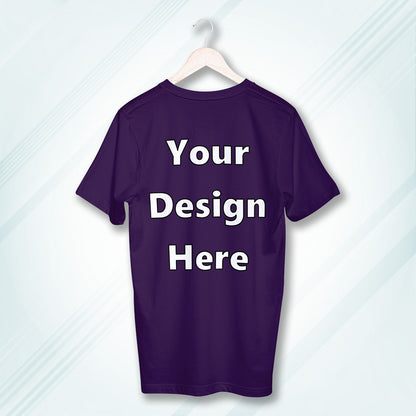 Purple Round Neck Cotton Classic Crew T-shirt Front Customized Design | Unisex
