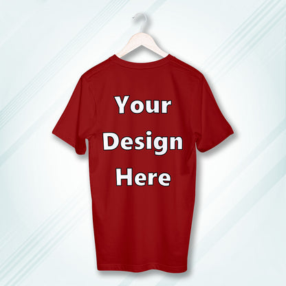 Red Round Neck Cotton Classic Crew T-shirt Front Customized Design | Unisex