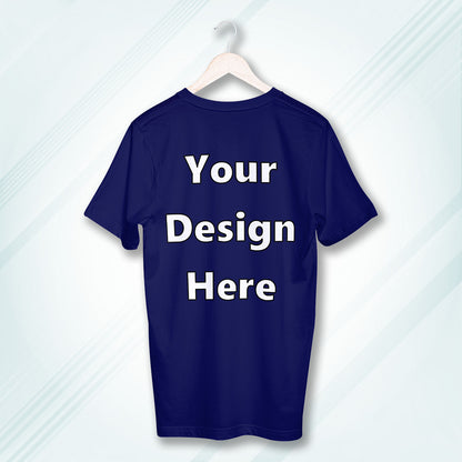 Royal Blue Round Neck Cotton Classic Crew T-shirt Front Customized Design | Unisex
