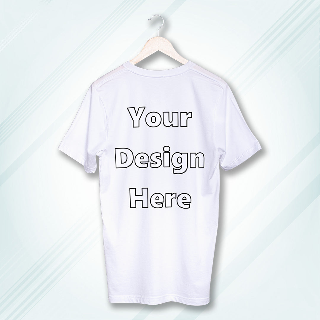 White Round Neck Cotton Classic Crew T-shirt Front Customized Design | Unisex