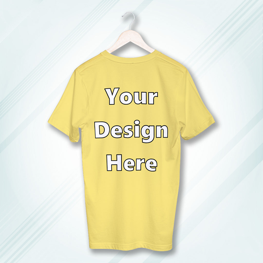 Yellow Round Neck Cotton Classic Crew T-shirt Front Customized Design | Unisex