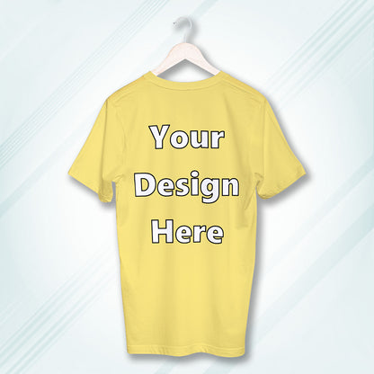 Yellow Round Neck Cotton Classic Crew T-shirt Front Customized Design | Unisex