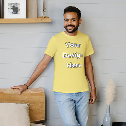 Yellow Round Neck Cotton Classic Crew T-shirt Front Customized Design | Unisex